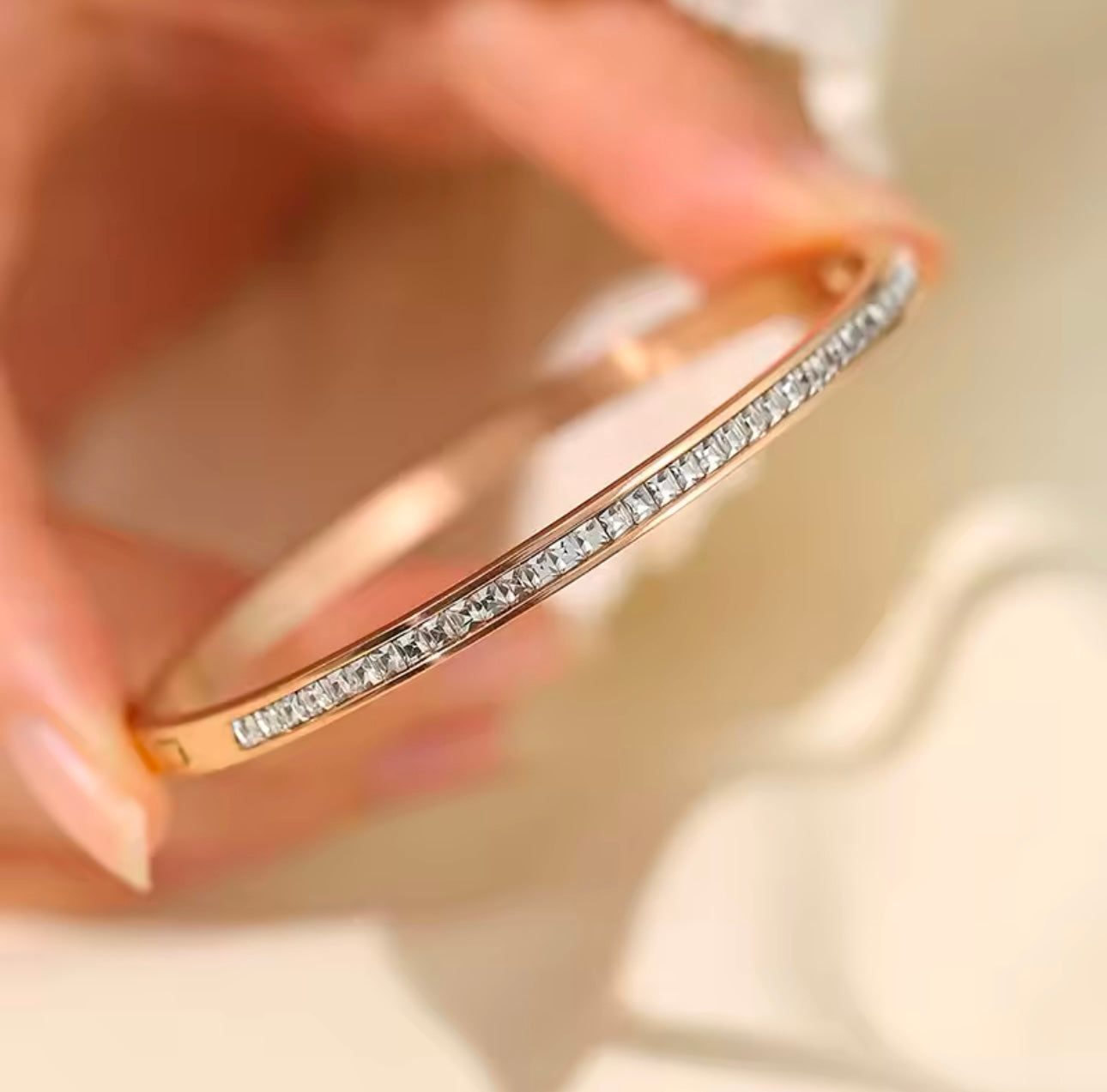 Calla Stainless Steel Rhinestone Bangle