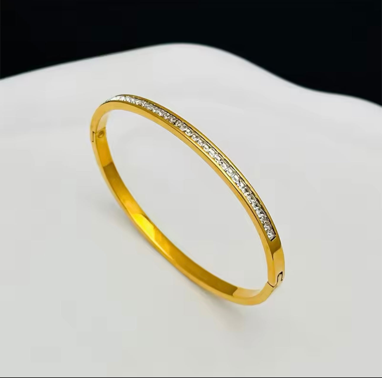 Calla Stainless Steel Rhinestone Bangle