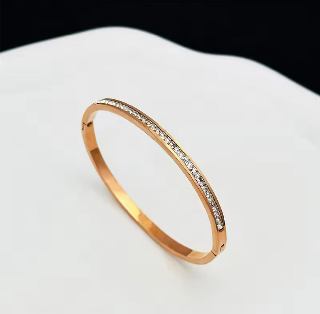 Calla Stainless Steel Rhinestone Bangle