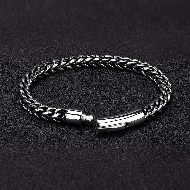 Wolf Men's Stainless Steel Magnet Bracelet - Silver