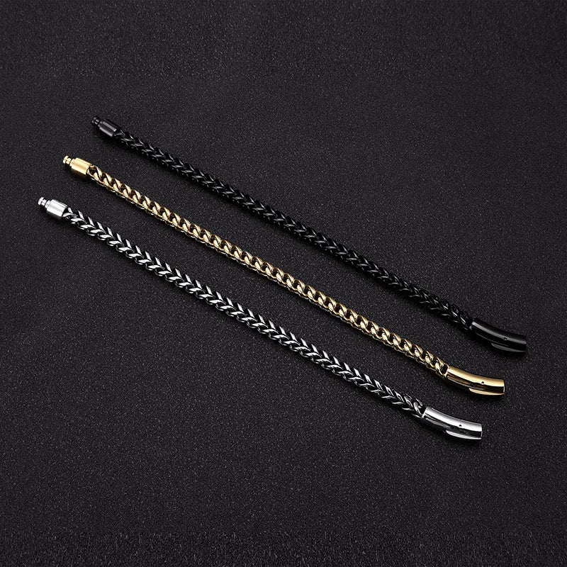 Wolf Men's Stainless Steel Magnet Bracelet - Silver