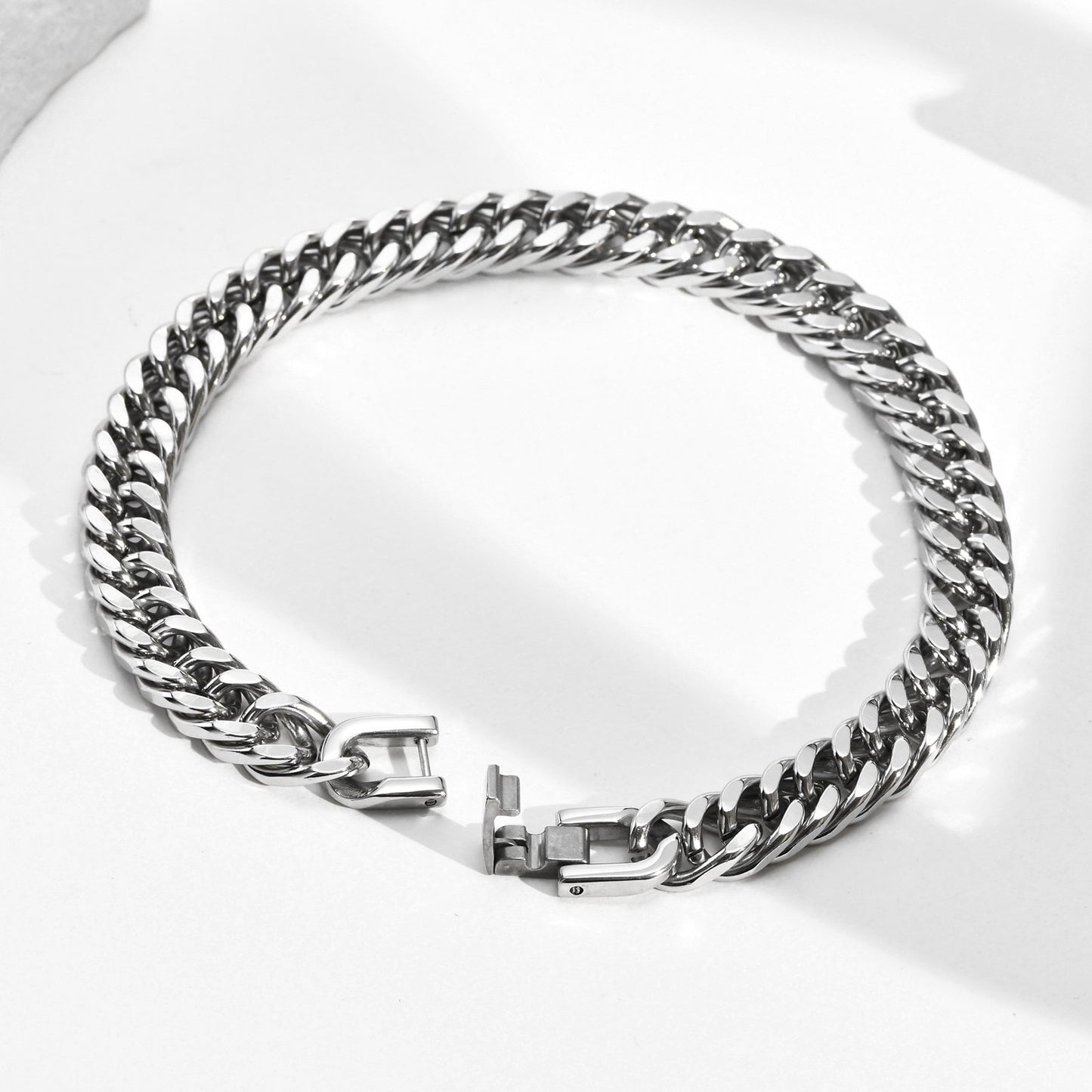 Wolf Men's 8mm Cuban Stainless Steel Bracelet - Silver