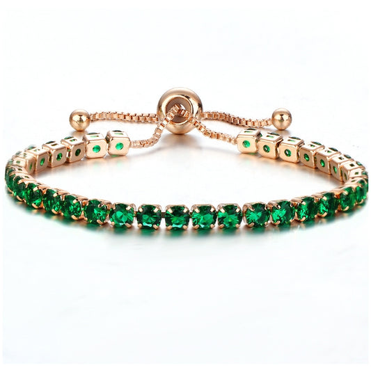 Cubic 4mm Crystal Bracelet - Gold Green