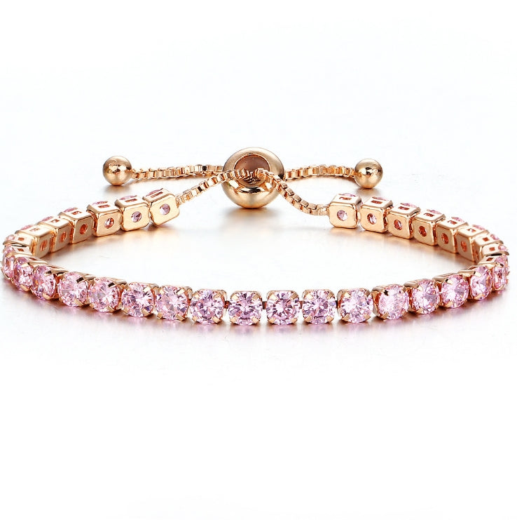 Cubic 4mm Crystal Bracelet - Gold Pink