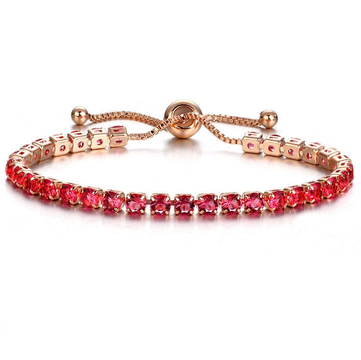 Cubic 4mm Crystal Bracelet - Gold Red