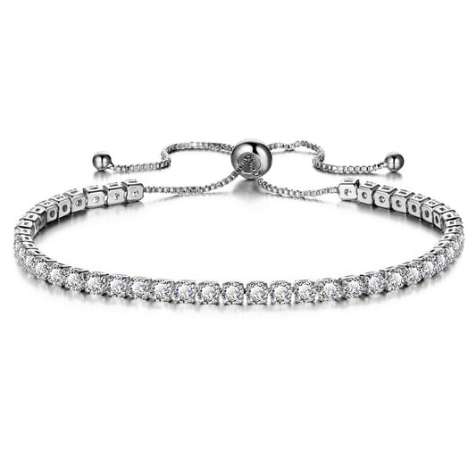 Cubic 4mm Crystal Bracelet - Silver