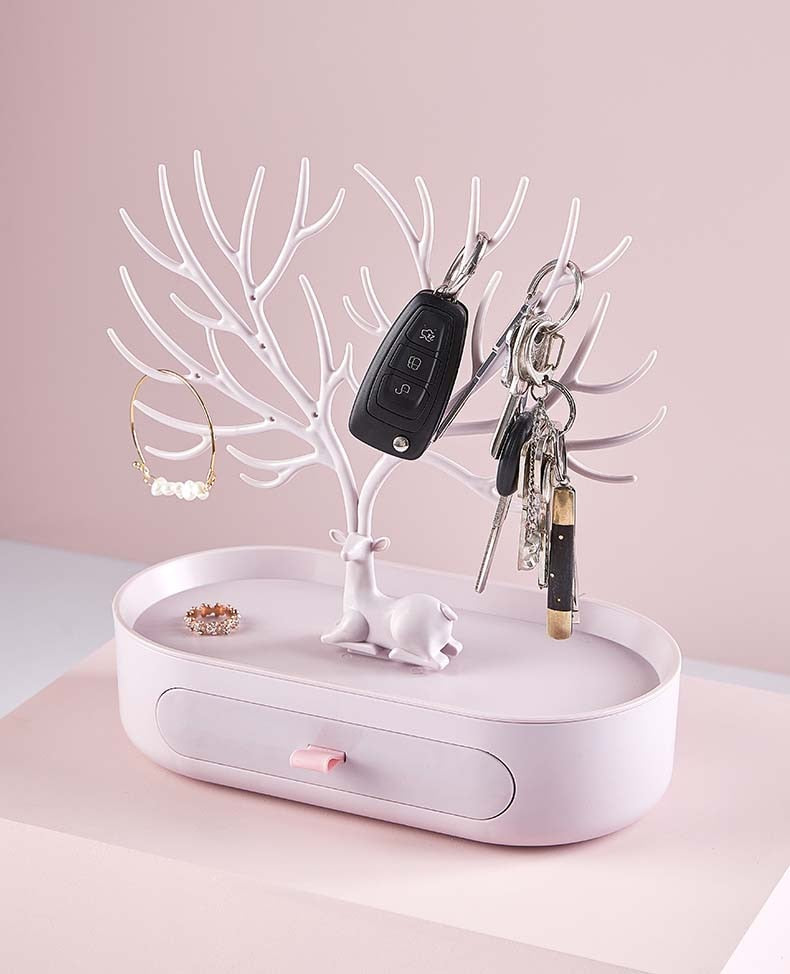 Deer Antler's Tree Jewellery Box - Pink