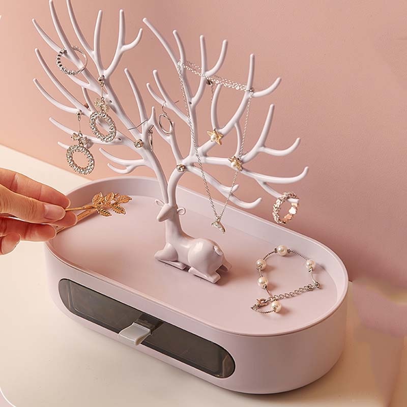 Deer Antler's Tree Jewellery Box - Pink