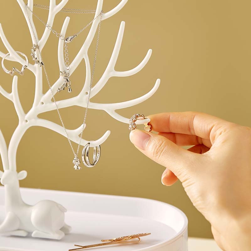 Deer Antler's Tree Jewellery Box - White