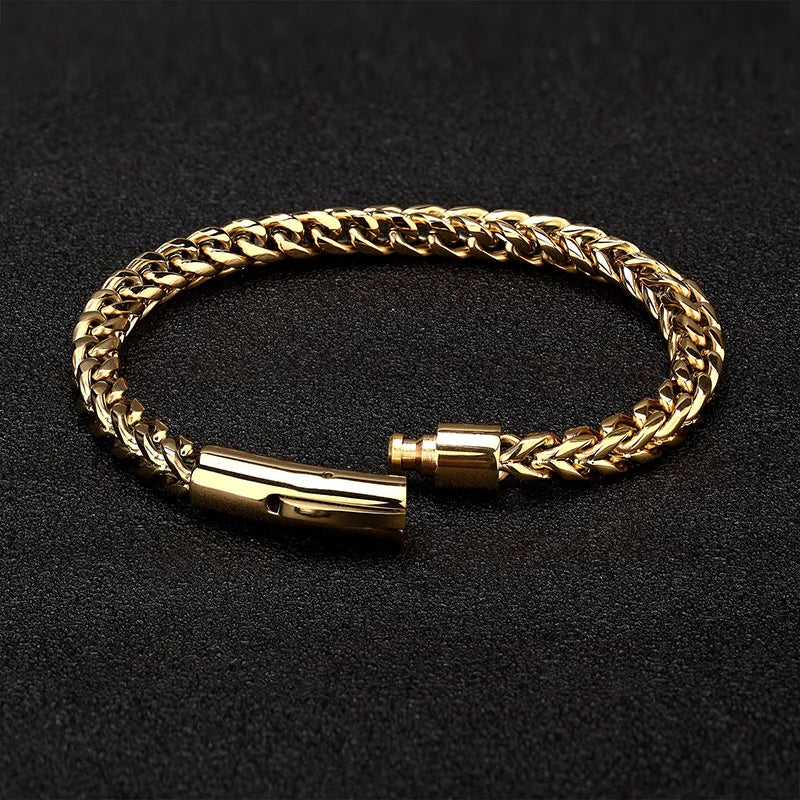 Men's Stainless Steel Magnet Bracelet - Gold