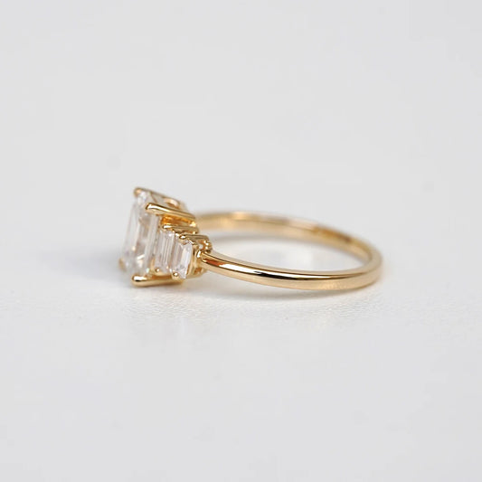 2.0 Carat Lab Diamond Emerald Cut Ring in 14K Yellow Gold