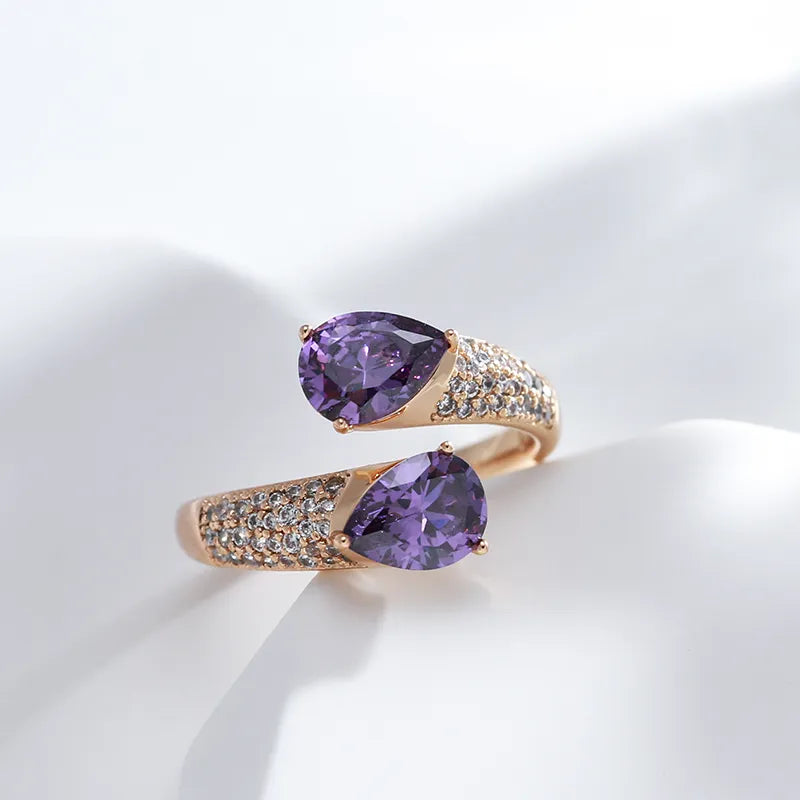 Ayla Amethyst Ring Adjustable - Gold