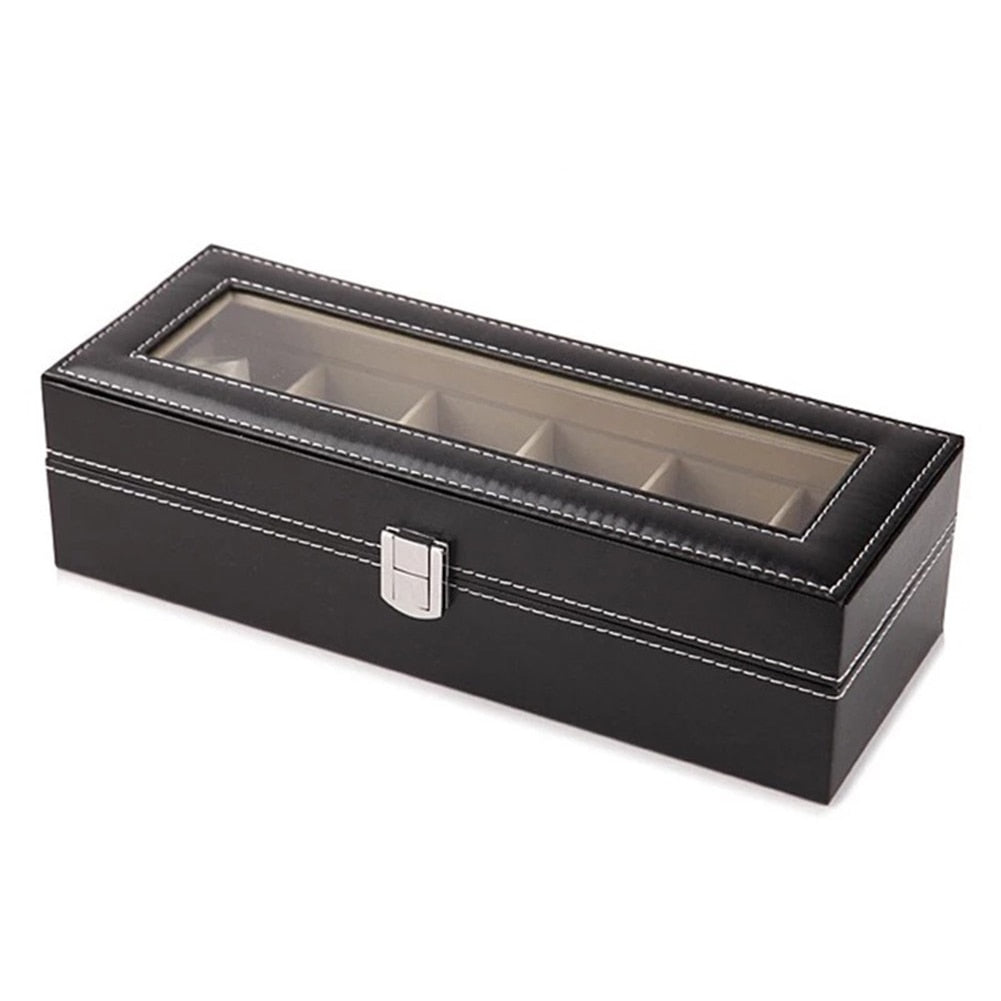 Leather Watch Storage Box Black - Sizes 2/3/6