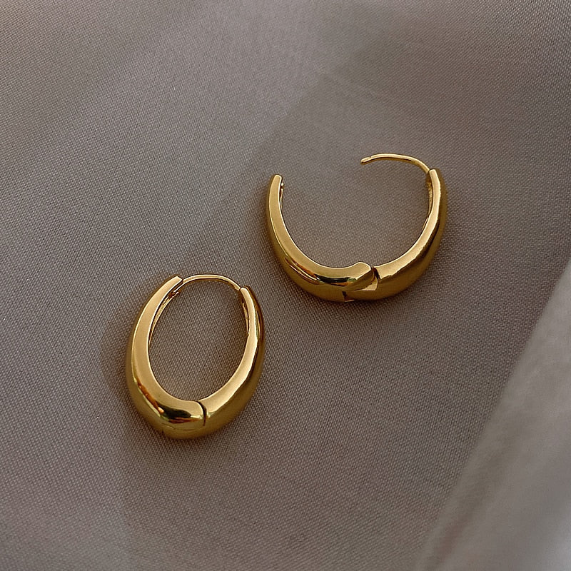 Gold Oval Hoop Earring