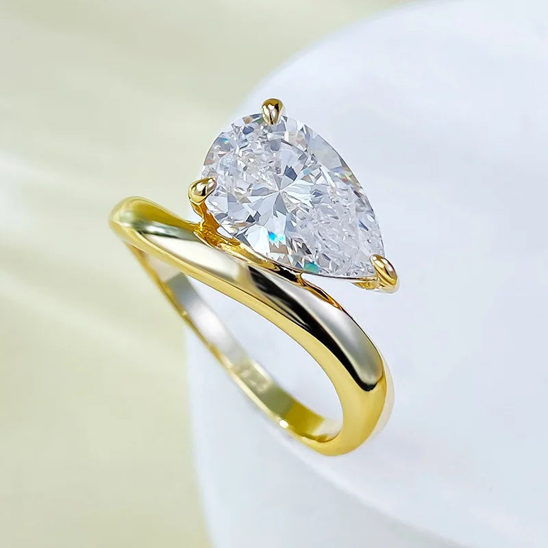 0.63 Carat Water Drop Diamond Ring in 14K Gold