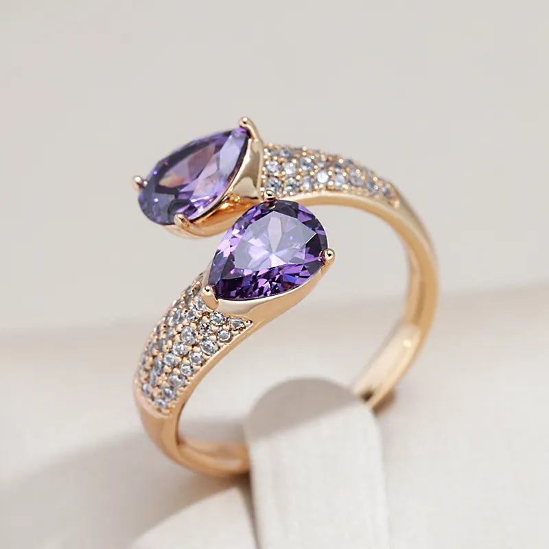 Ayla Amethyst Ring Adjustable - Gold