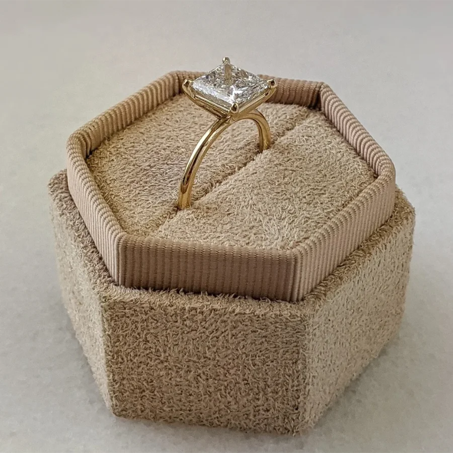 3.0 Carat Lab Diamond Princess Cut Ring in 14K White