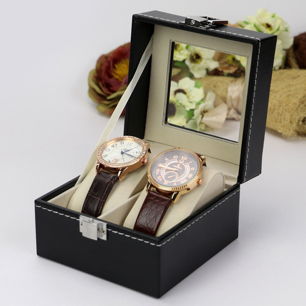 Leather Watch Storage Box Black - Sizes 2/3/6