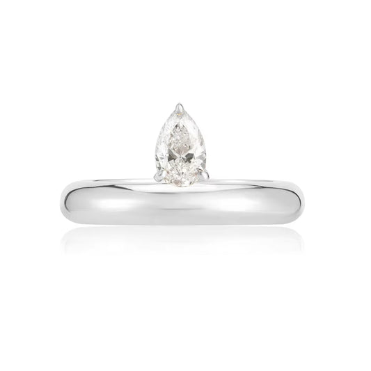 Muse Mini Pear Diamond Ring - Silver
