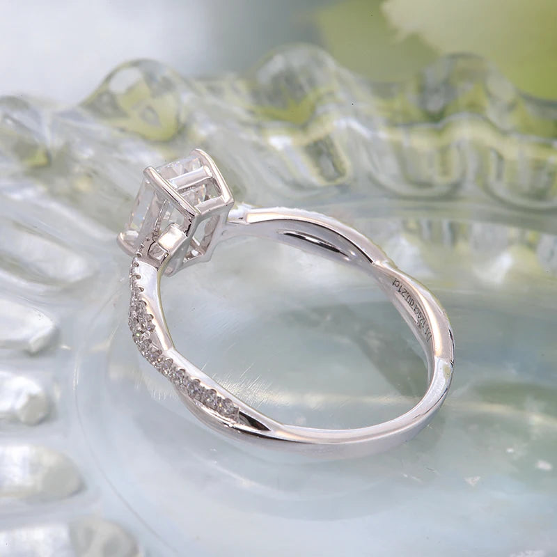 1.0 Carat Lab Diamond Emerald Cut Ring in 14K White Gold