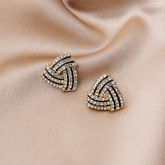 Diamond-Studded Triangle Earrings