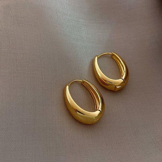 Gold Oval Hoop Earring