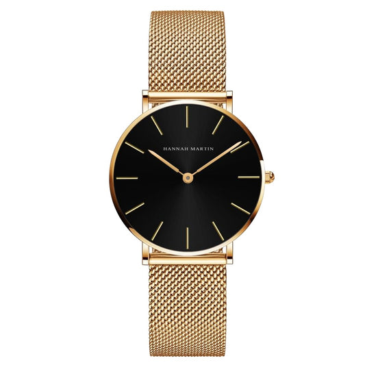 Stainless Steel Luxury Watch - Gold Black