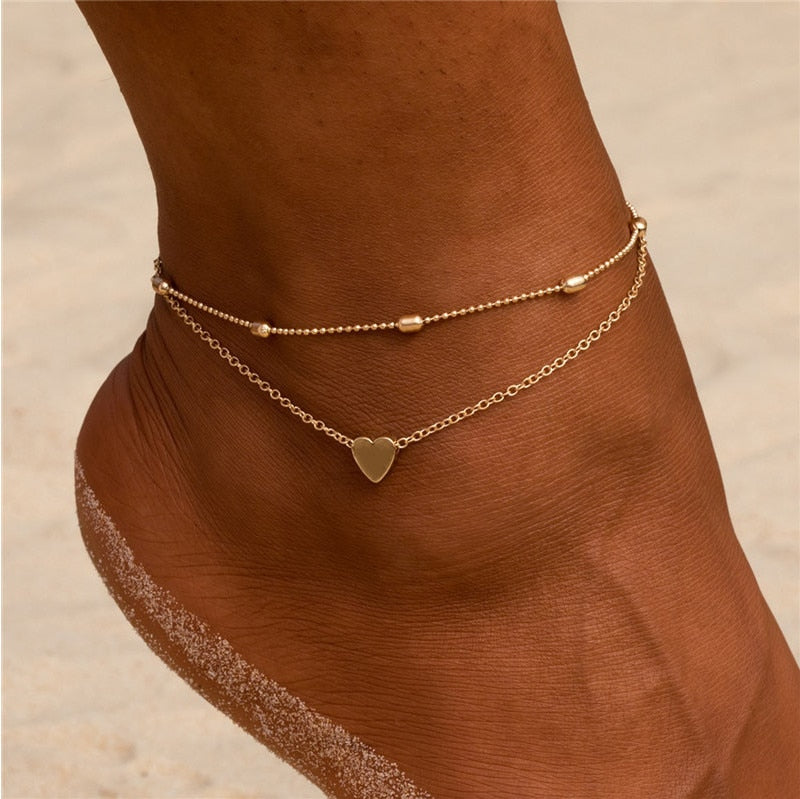 Winner Heart Vintage Anklet - Gold