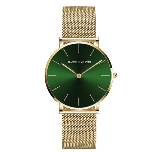 Stainless Steel Luxury Watch - Gold Green