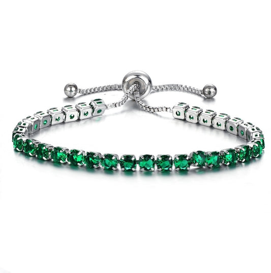 Cubic 4mm Crystal Bracelet - Silver Green