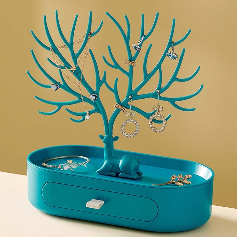 Deer Antler's Tree Jewellery Box - Blue