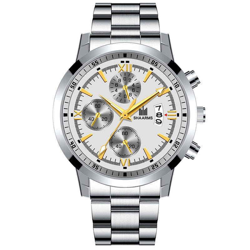 Stainless Steel Luxury Watch - Silver & Gold