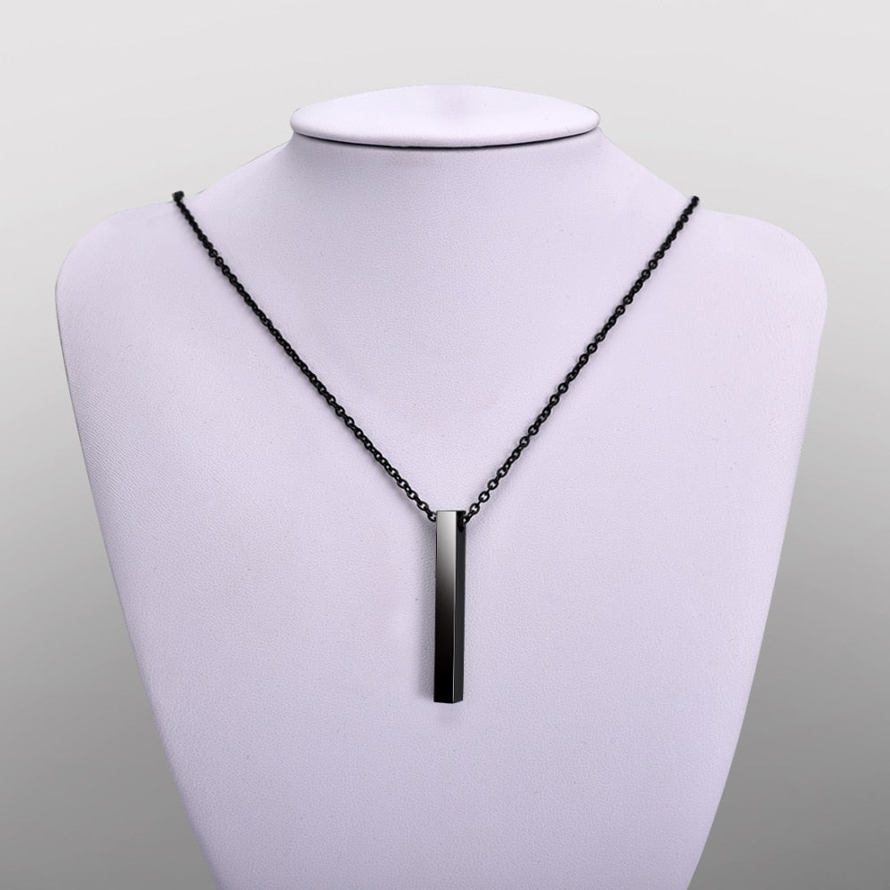 Stainless Steel Pendant Necklace - Black