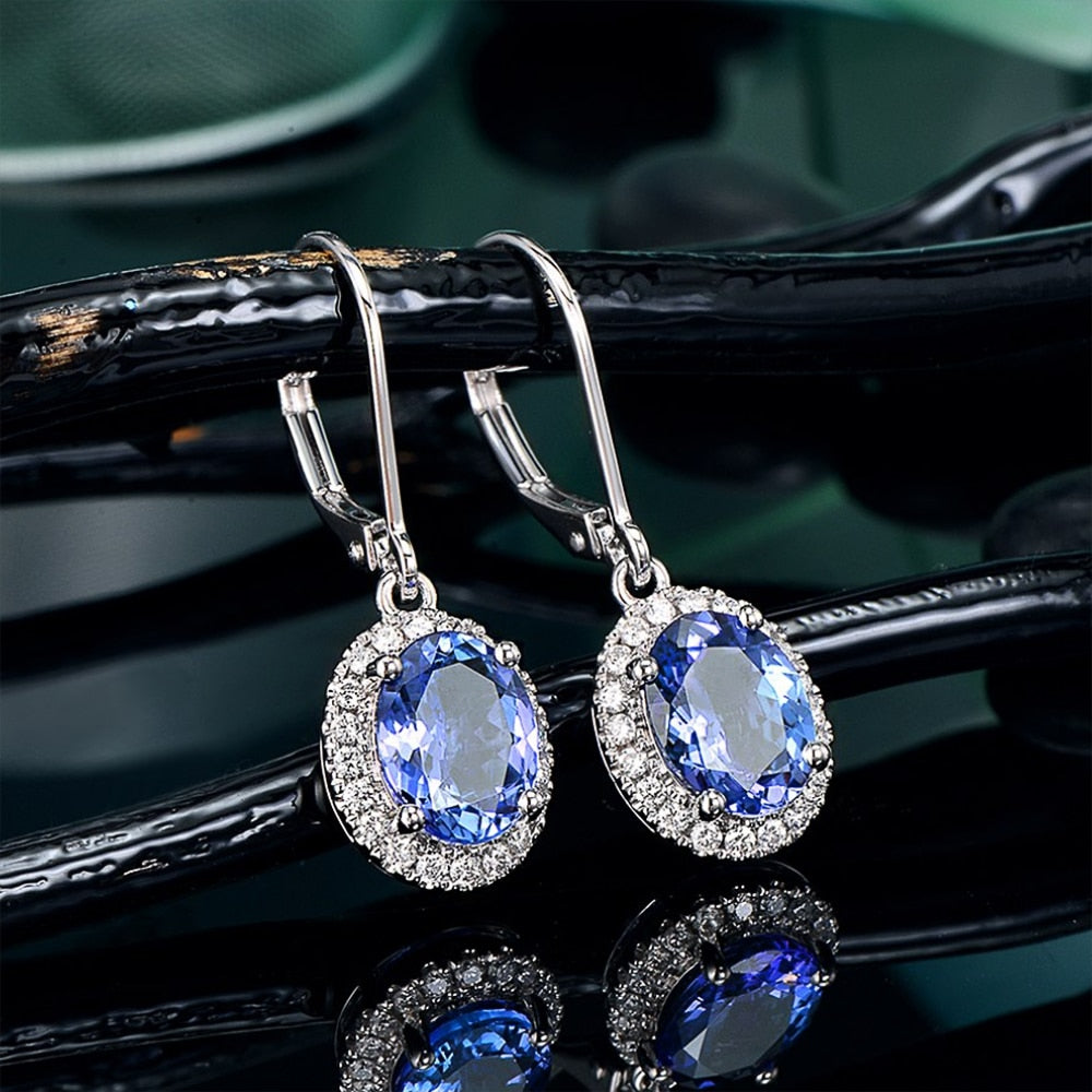 Elegant Drop Earrings - Blue