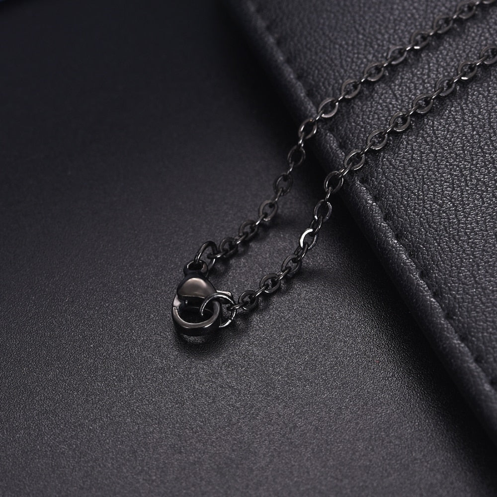 Stainless Steel Pendant Necklace - Black