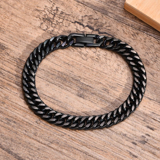 Men's 8mm Cuban Stainless Steel Bracelet - Black