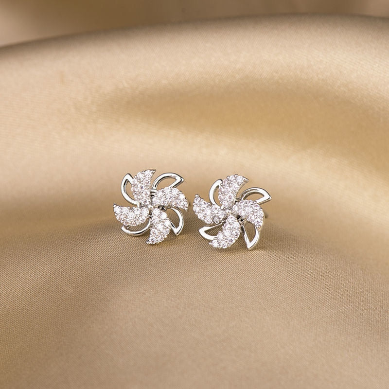 Cute Silver Windmill Earrings