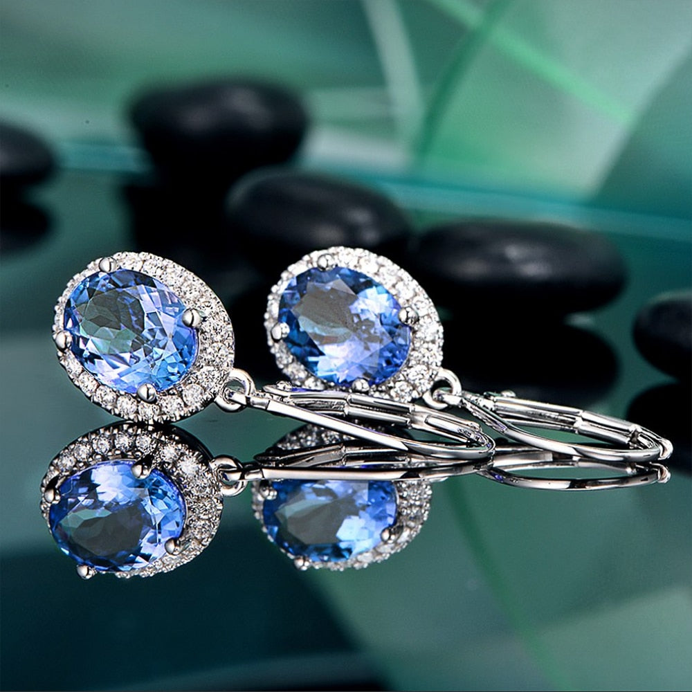 Elegant Drop Earrings - Blue