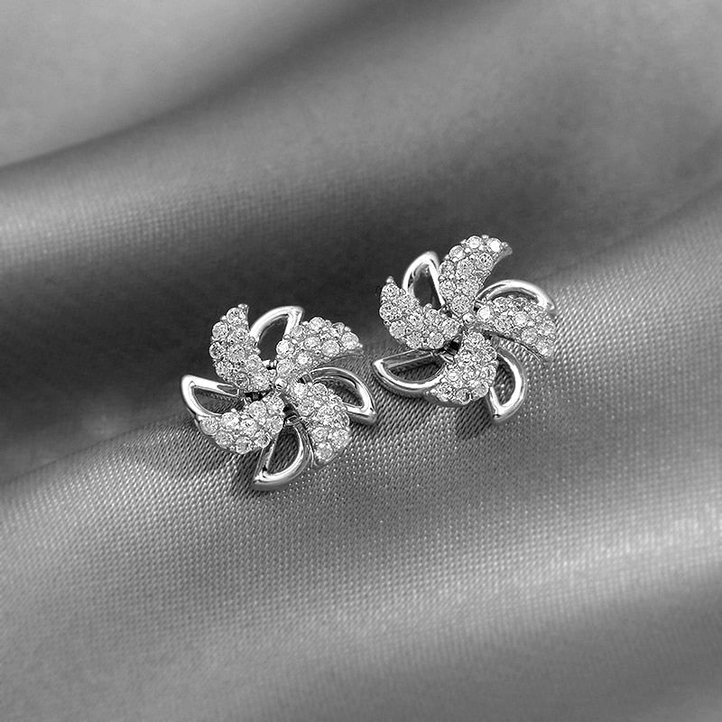 Cute Silver Windmill Earrings