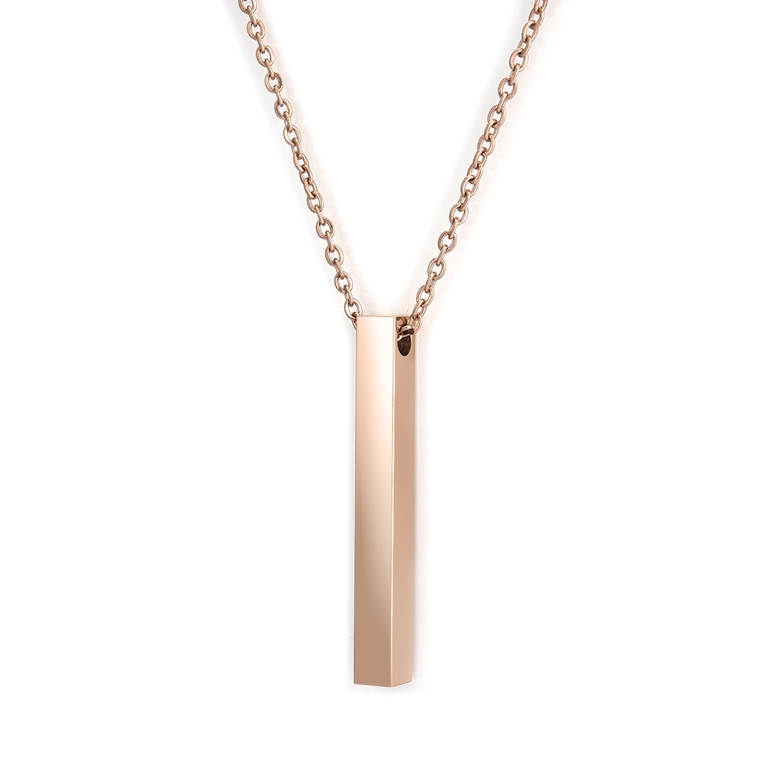 Stainless Steel Pendant Necklace - Rose Gold