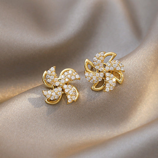 Cute Gold Windmill Earrings