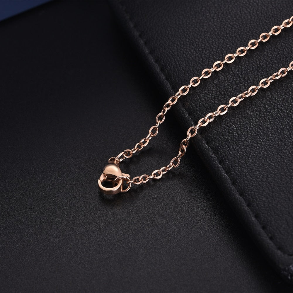 Stainless Steel Pendant Necklace - Rose Gold