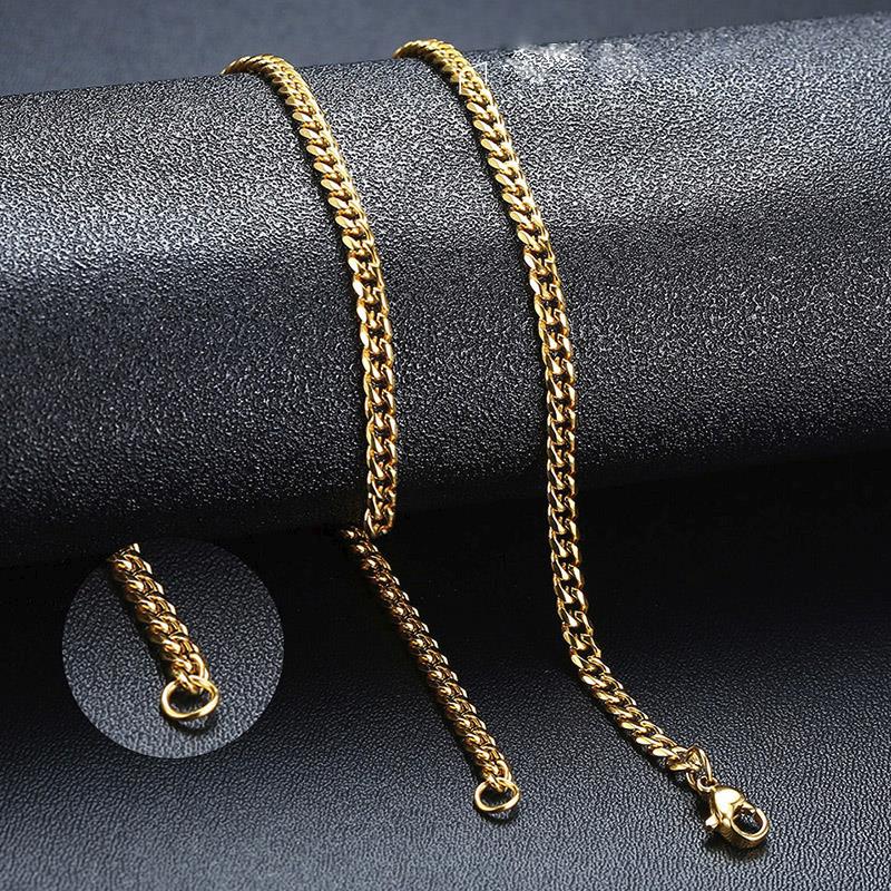 Classic Cuban Stainless Steel Chain for Men -  Gold